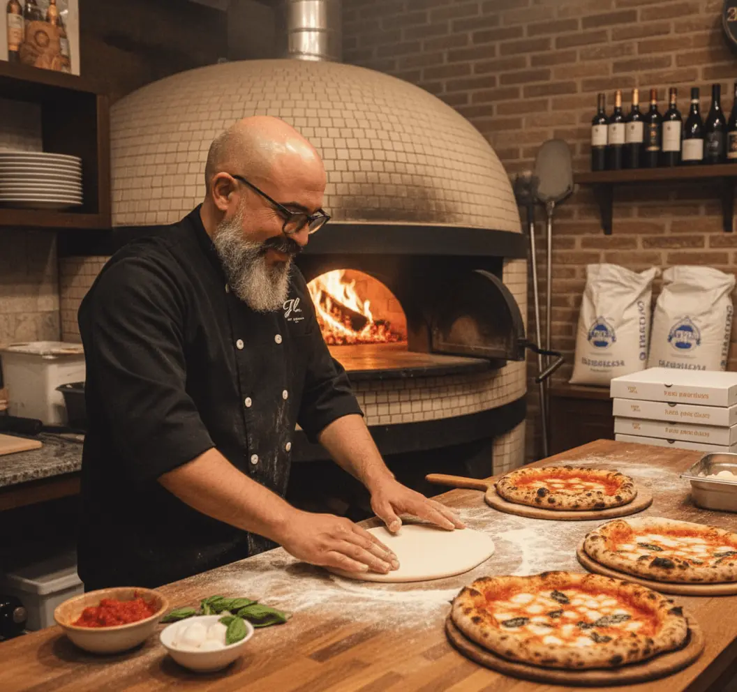 Pizza a la leña en vivo, servicio de Chiswi